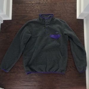 Patagonia Synchilla Gray and Purple Pullover M